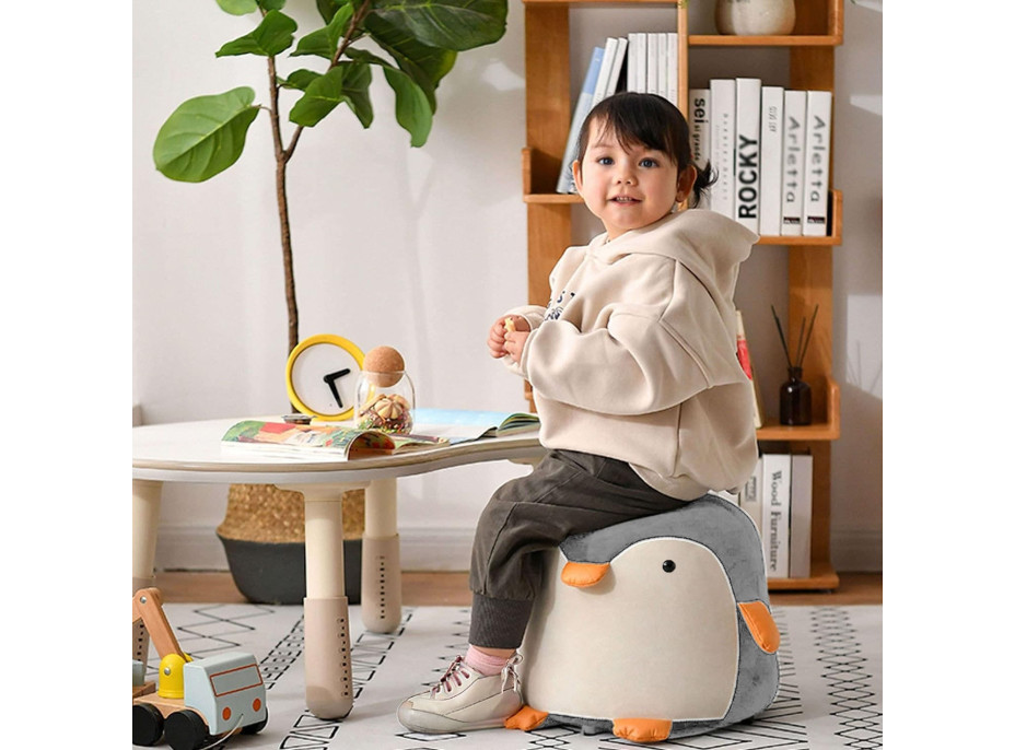 Dětský taburet PINGWIN - šedý - 28 x 28 cm