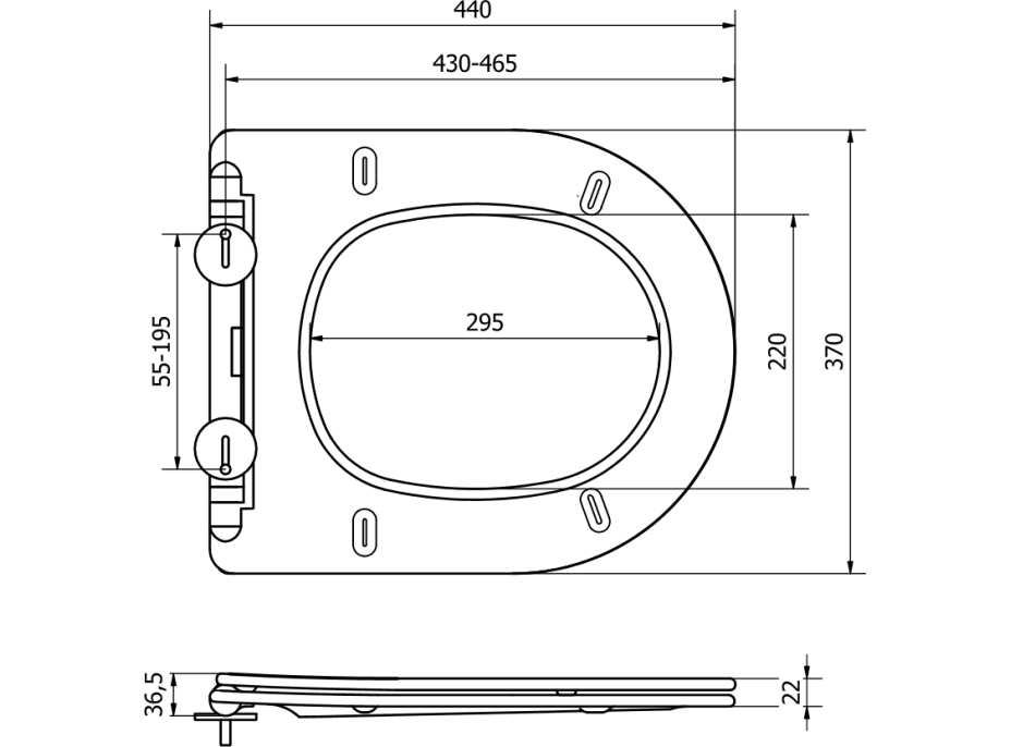 Duroplast WC sedátko MEXEN SlimPlus - softclose - černé, 39100185