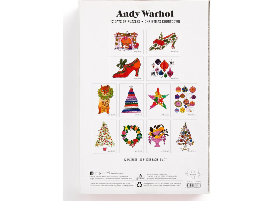 GALISON Puzzle Adventní kalendář Andy Warhol: 12 dní do Vánoc 12x80 dílků