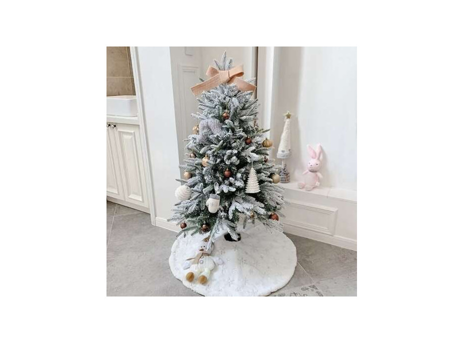 Podložka na vánoční stromeček 90 cm - Vločky - bílá/stříbrná
