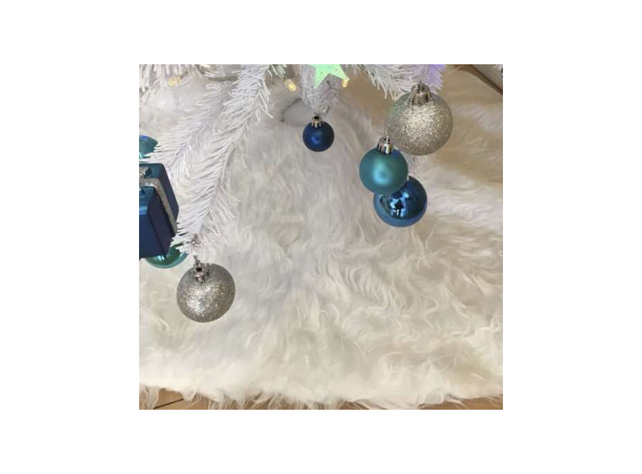 Podložka na vánoční stromeček 78 cm - imitace kožešiny - bílá