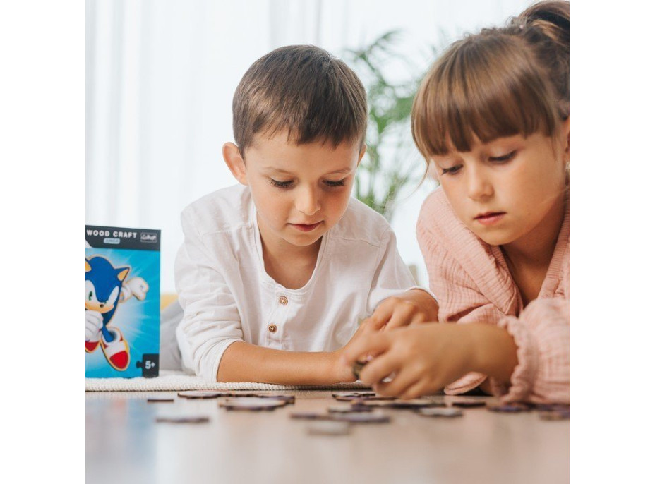 TREFL Wood Craft Junior puzzle Chytrý Ježek Sonic 50 dílků