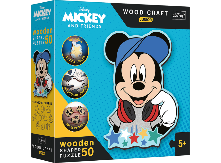 TREFL Wood Craft Junior puzzle Ve světě Mickeho Mouse 50 dílků