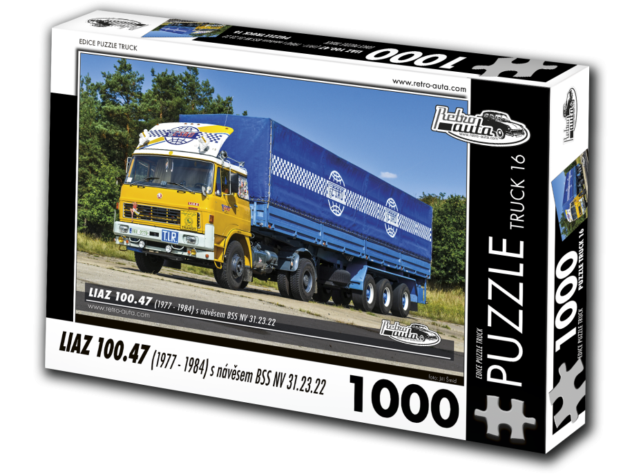 RETRO-AUTA Puzzle TRUCK č.16 Liaz 100.47 s návěsem BSS NV 31.23.22 (1977-1984) 1000 dílků