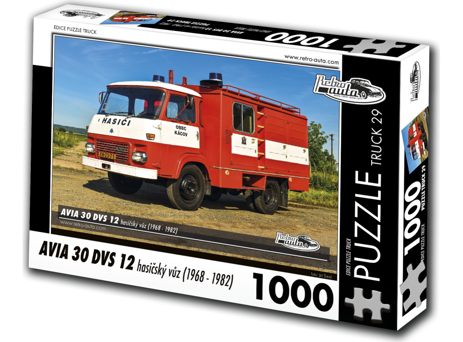 RETRO-AUTA Puzzle TRUCK č.29 AVIA 30 DVS 12 hasičský vůz (1968-1982) 1000 dílků