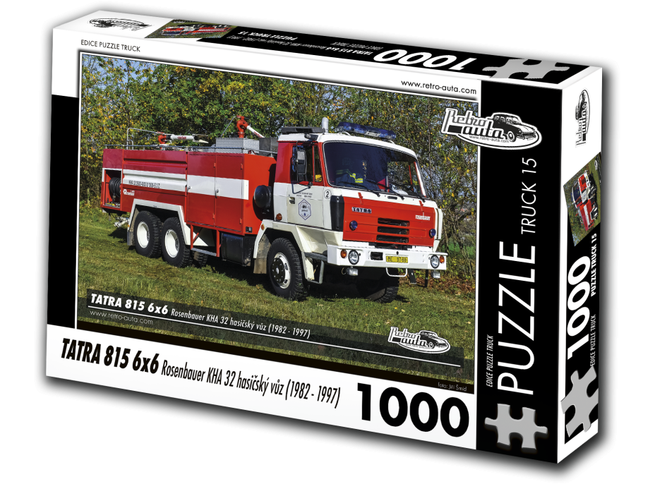 RETRO-AUTA Puzzle TRUCK č.15 Tatra 815 6x6 Rosenbauer KHA 32 hasičský vůz (1982-1997) 1000 dílků