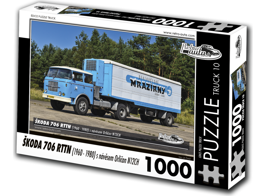 RETRO-AUTA Puzzle TRUCK č.10 Škoda 706 RTTN s návěsem Orličan N12CH (1960-1980) 1000 dílků