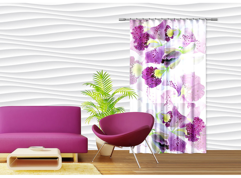 Designový závěs - Fialové květy - 140x245 cm