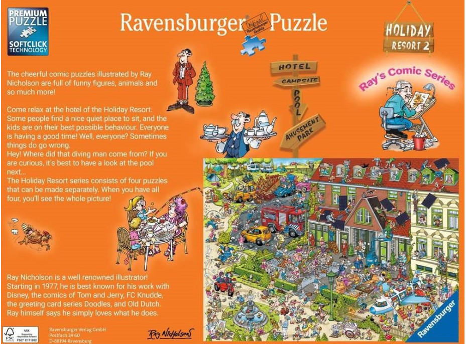 RAVENSBURGER Puzzle Ray's Comic Holiday Resort 2: Hotel 1000 dílků