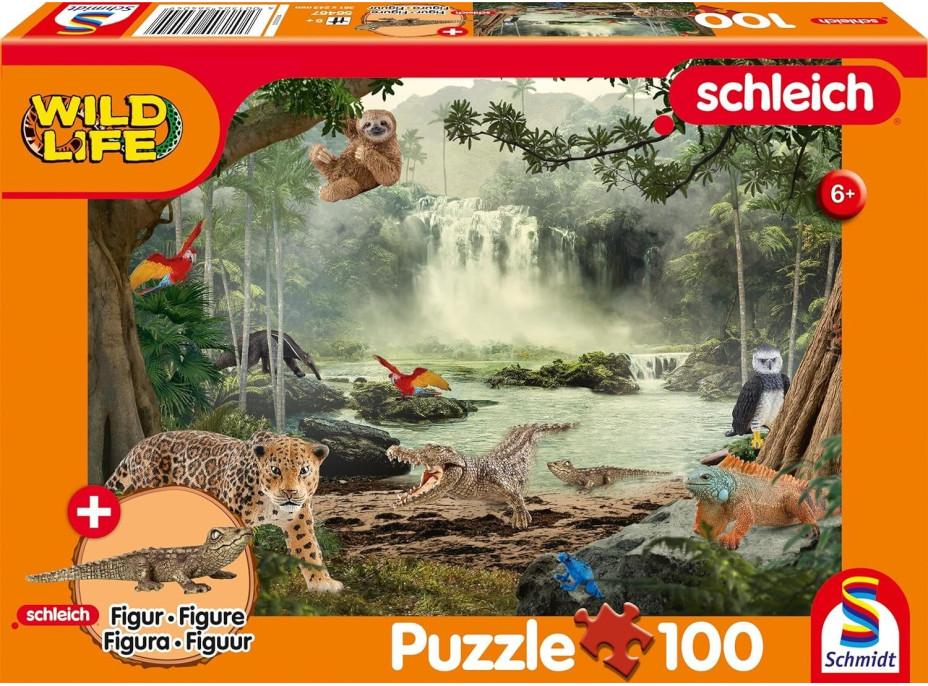 SCHMIDT Puzzle Schleich V deštném pralese 100 dílků + figurka Schleich