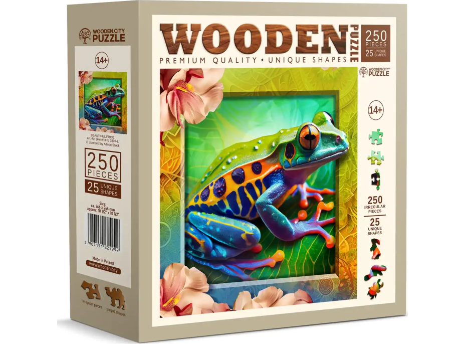 WOODEN CITY Dřevěné puzzle Barevná žabka 250 dílků EKO