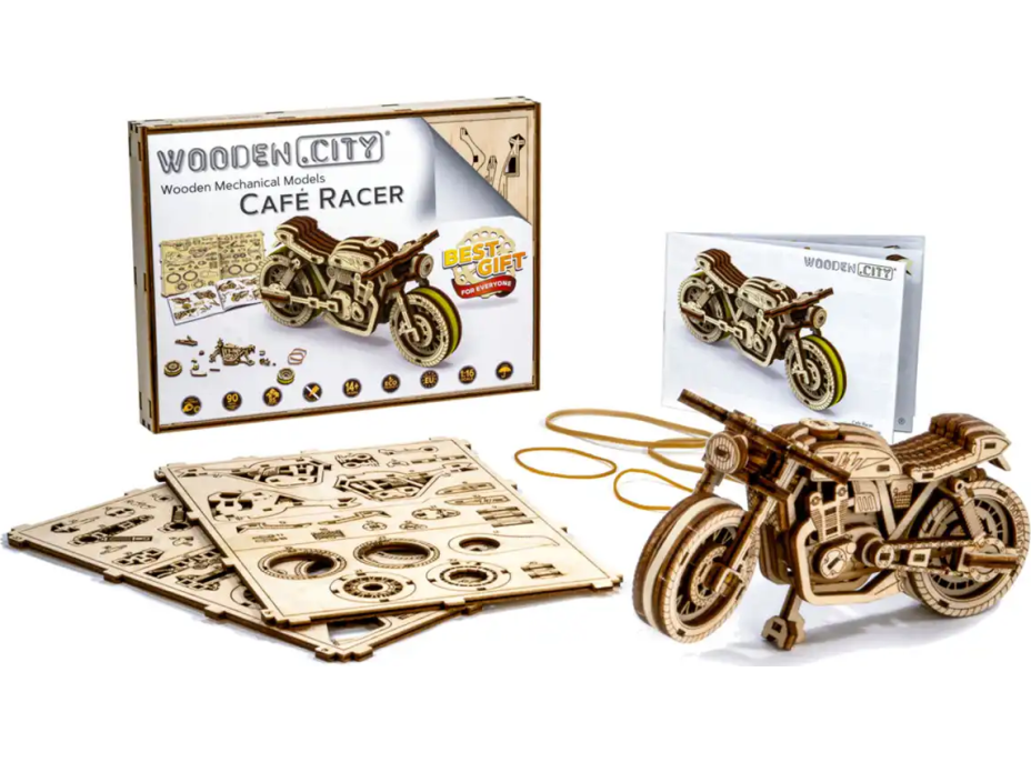 WOODEN CITY 3D puzzle Motorka Café Racer 85 dílů