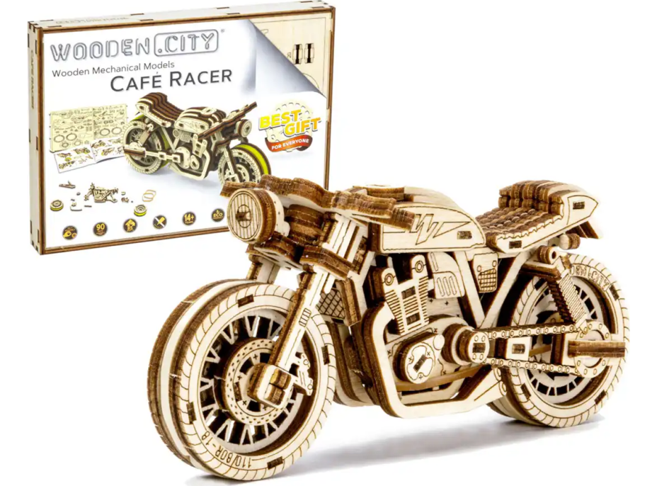 WOODEN CITY 3D puzzle Motorka Café Racer 85 dílů