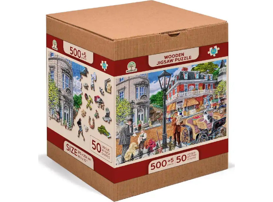 WOODEN CITY Dřevěné puzzle Hlavní ulice 2v1, 505 dílků EKO