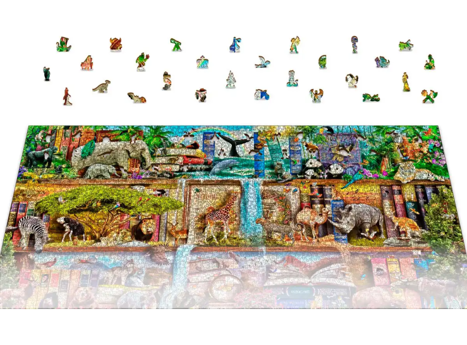 WOODEN CITY Dřevěné puzzle Úžasné království zvířat 2v1, 4000 dílků