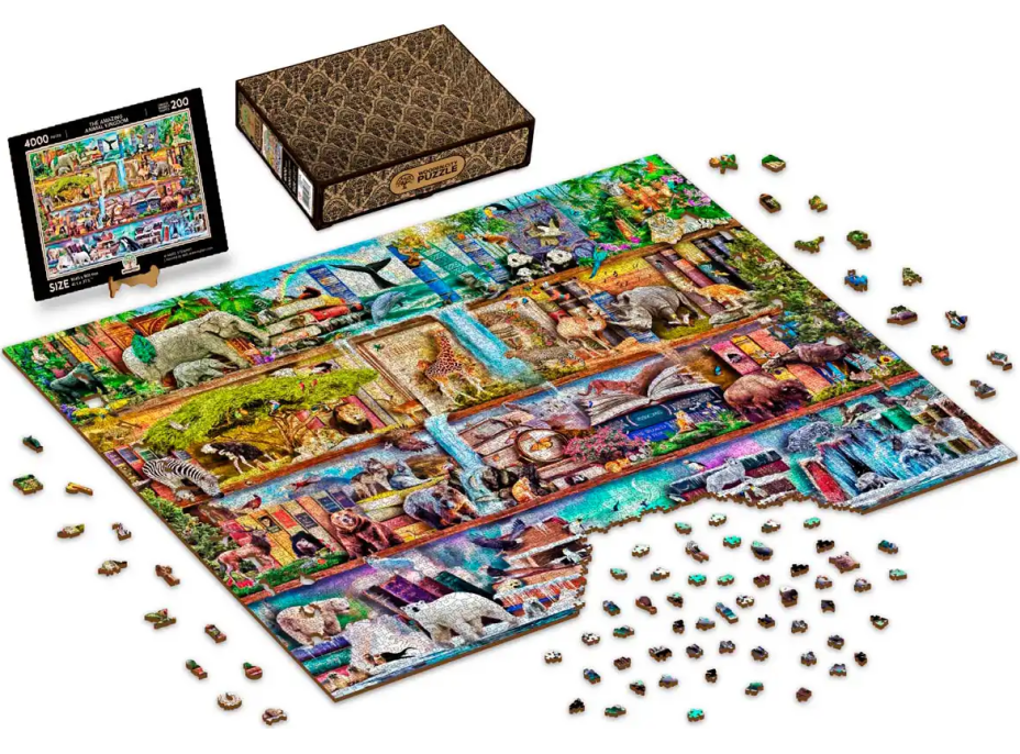 WOODEN CITY Dřevěné puzzle Úžasné království zvířat 2v1, 4000 dílků