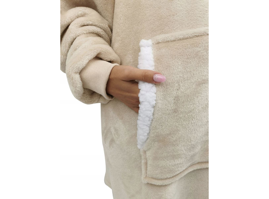 Mikinová deka s ozdobným lemem - šedá
