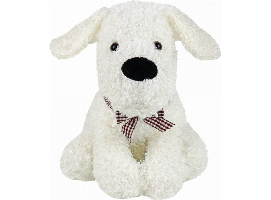 Zarážka do dveří CALM DOG 23 cm - Pejsek s mašlí - bílý