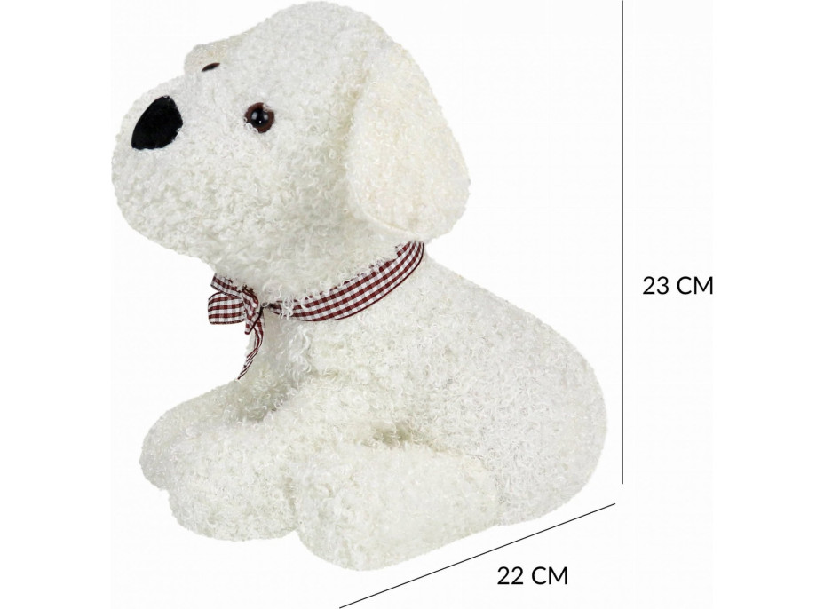 Zarážka do dveří CALM DOG 23 cm - Pejsek s mašlí - bílý