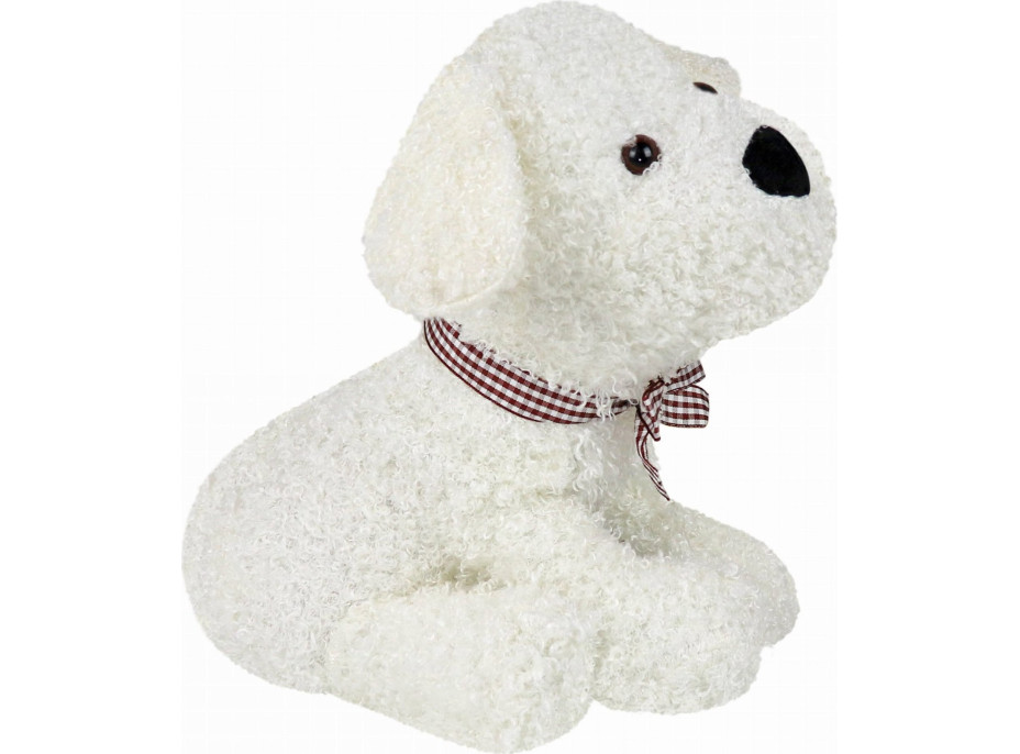 Zarážka do dveří CALM DOG 23 cm - Pejsek s mašlí - bílý