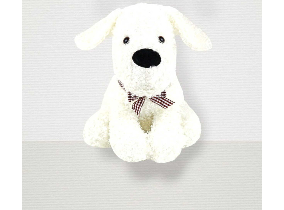 Zarážka do dveří CALM DOG 23 cm - Pejsek s mašlí - bílý