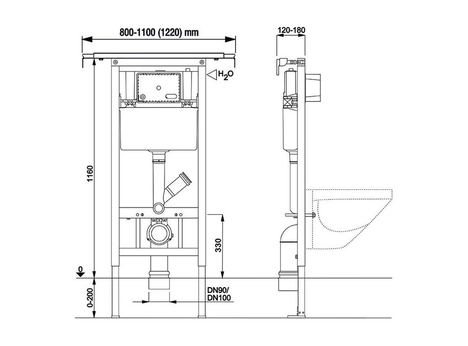 WC modul pro suchou instalaci - pro sádrokarton (instalace do jádra)