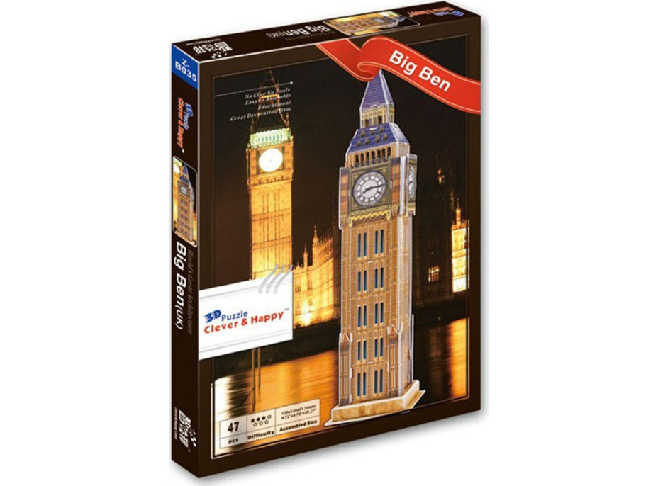 CLEVER&HAPPY 3D puzzle Big Ben, Londýn 47 dílků