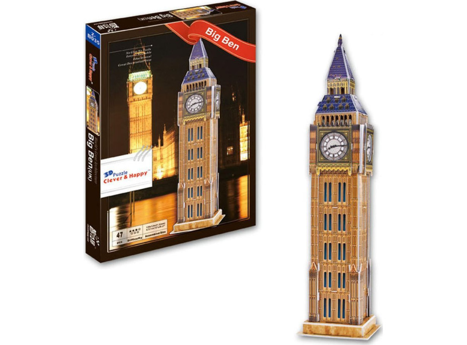 CLEVER&HAPPY 3D puzzle Big Ben, Londýn 47 dílků