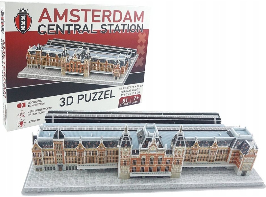 3D puzzle Hlavní nádraží v Amsterdamu 81 dílků