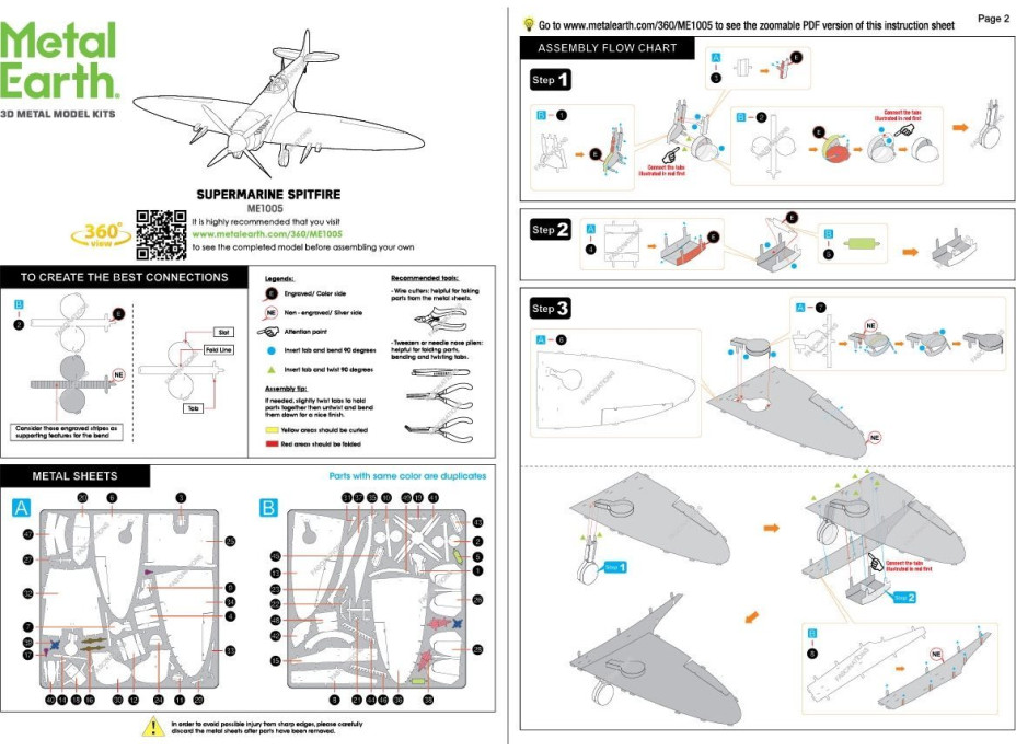 METAL EARTH 3D puzzle Letoun Supermarine Spitfire