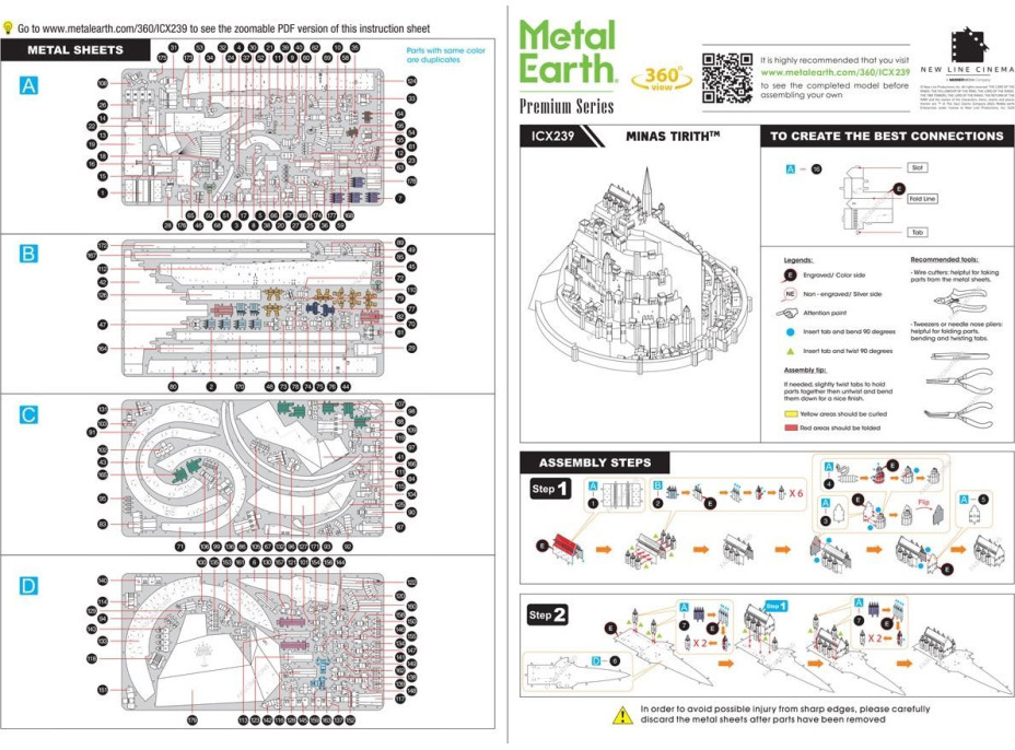 METAL EARTH 3D puzzle Premium Series: Pán prstenů Minas Tirith