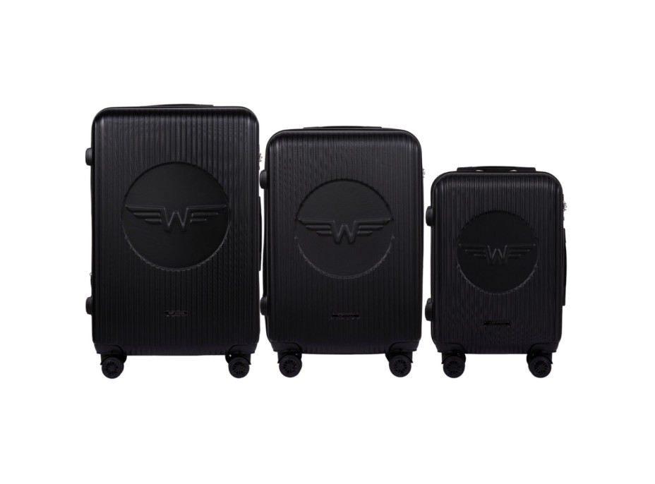 Moderní cestovní kufry WILL 2 - set S+M+L - černé - TSA zámek