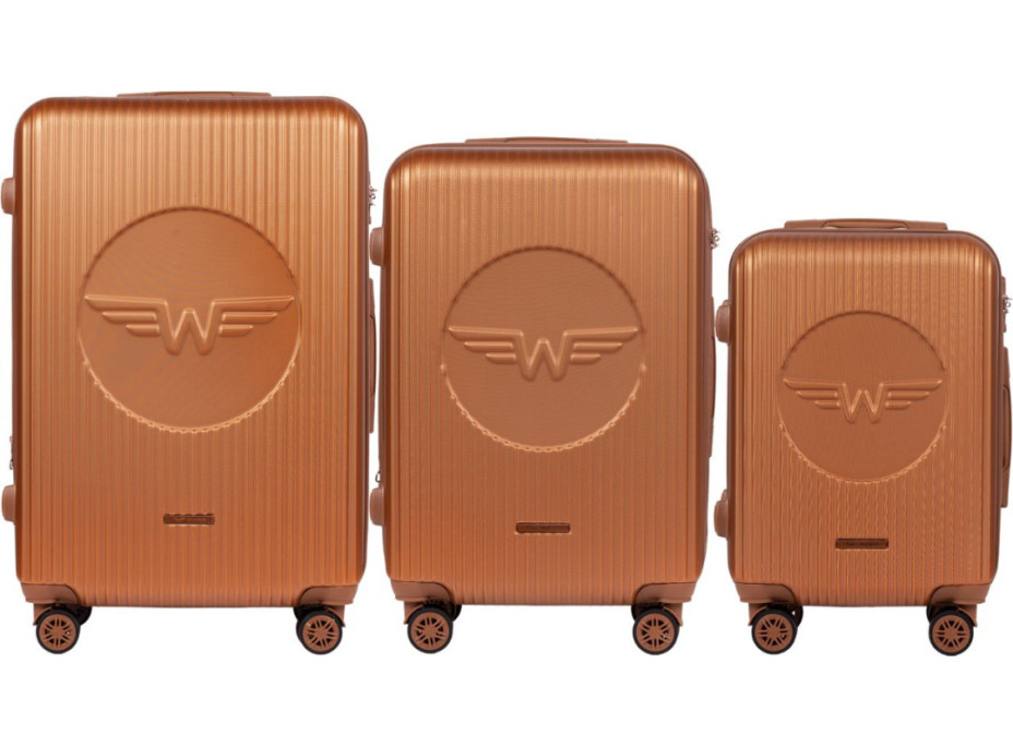 Moderní cestovní kufry WILL 2 - set S+M+L - hnědé - TSA zámek