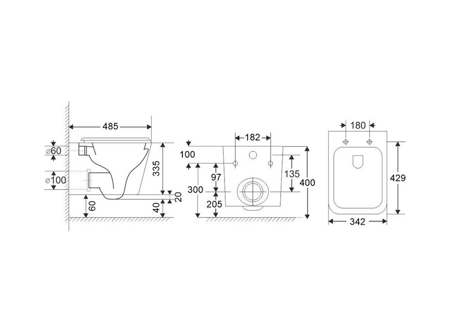 Závěsné kapotované WC Smart Flush RIMLESS - 49x34x35 cm + duroplast sedátko SLIM