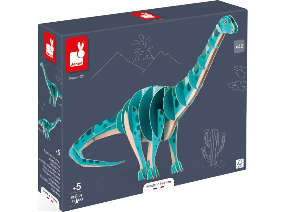 JANOD 3D puzzle Diplodocus 42 dílků