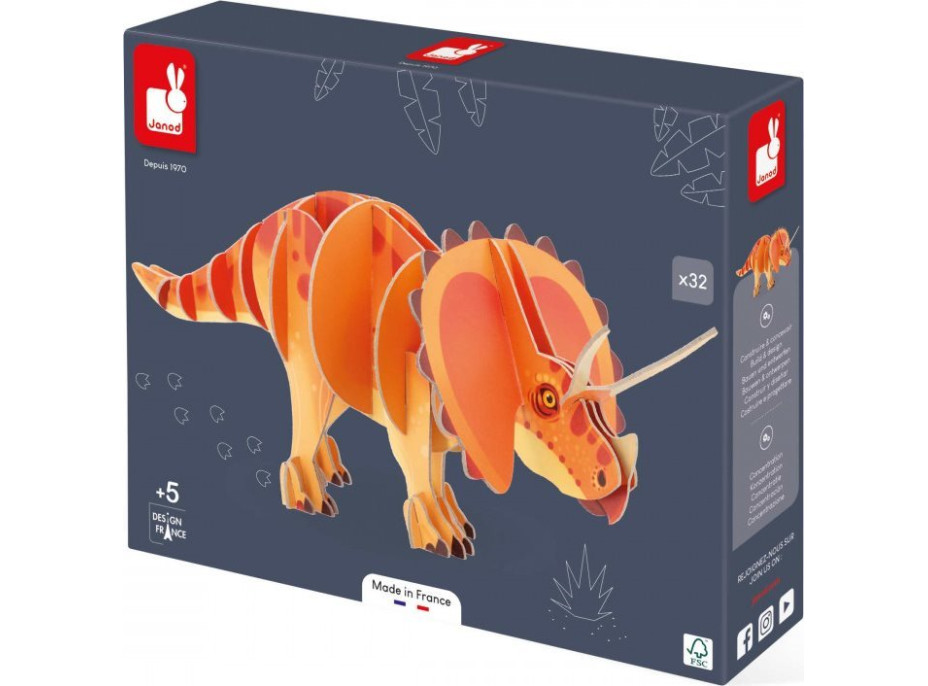 JANOD 3D puzzle Triceratops 32 dílků