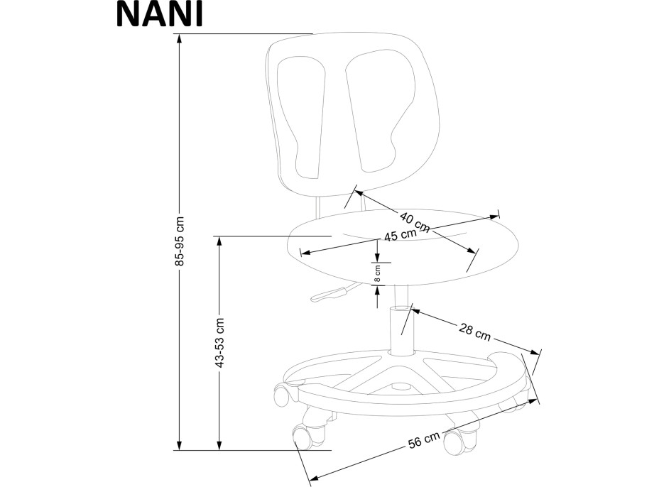 Dětská otočná židle NANI - růžová