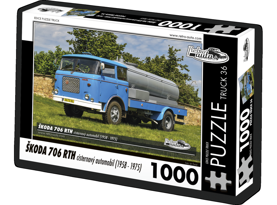 RETRO-AUTA Puzzle TRUCK č.36 Škoda 706 RTH cisternový automobil (1958 - 1975) 1000 dílků