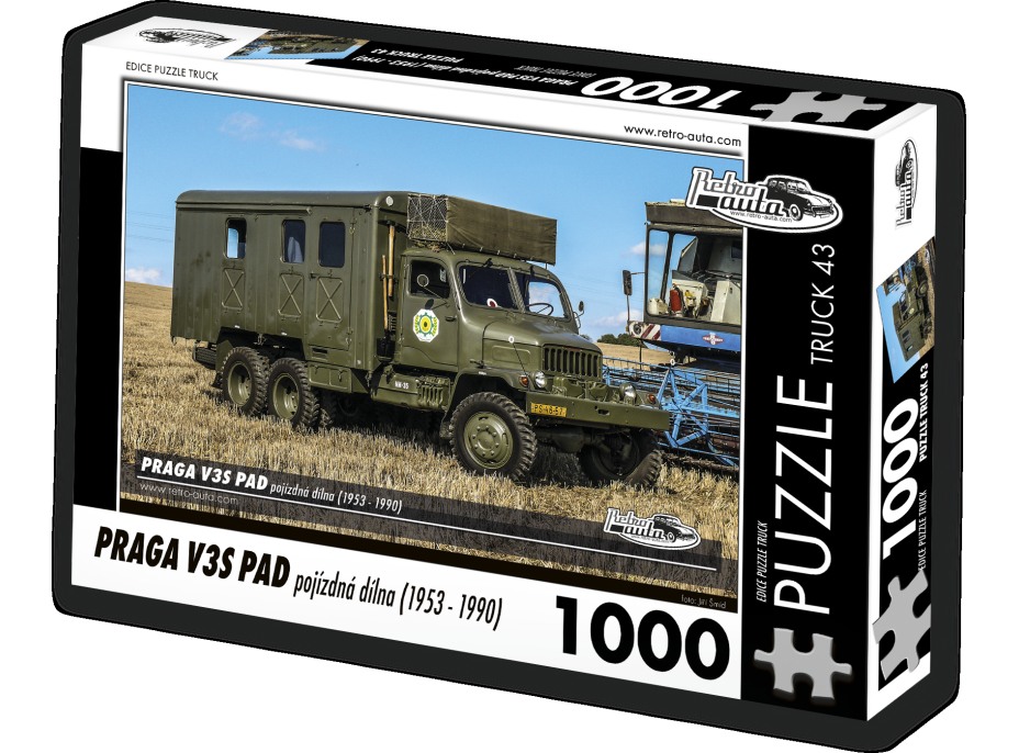 RETRO-AUTA Puzzle TRUCK č.43 Praga V3S PAD pojízdná dílna (1953 - 1990) 1000 dílků