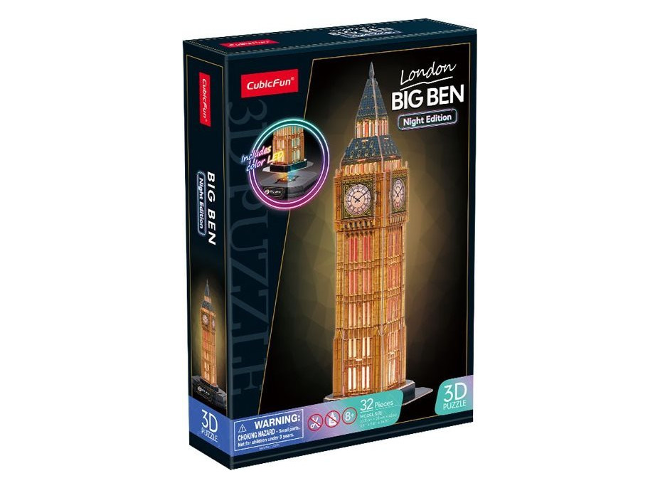 CUBICFUN Svítící 3D puzzle Noční edice: Big Ben 32 dílků