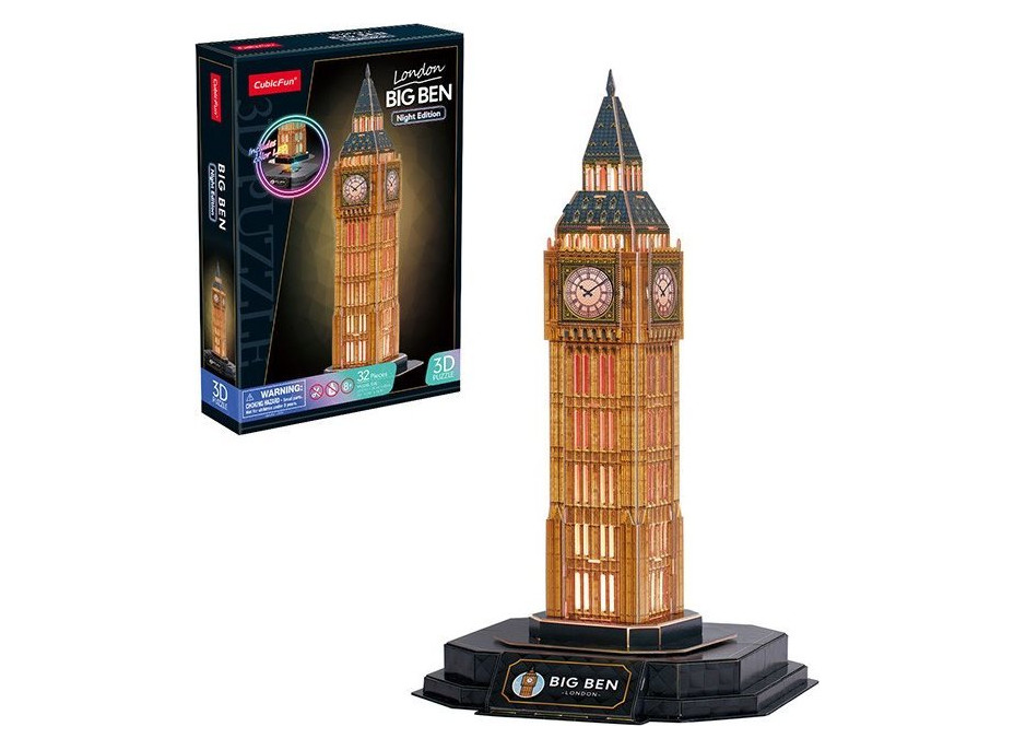 CUBICFUN Svítící 3D puzzle Noční edice: Big Ben 32 dílků