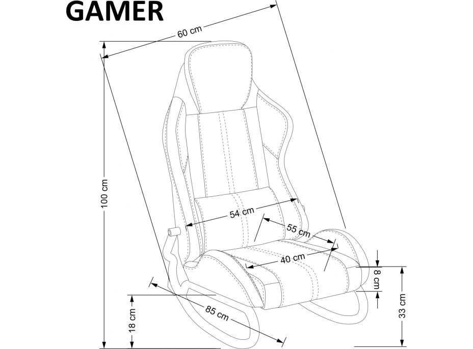 Houpací herní židle GAMER - černá/červená