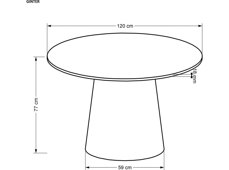 Kulatý jídelní stůl GINTER - 120x77 cm - černý
