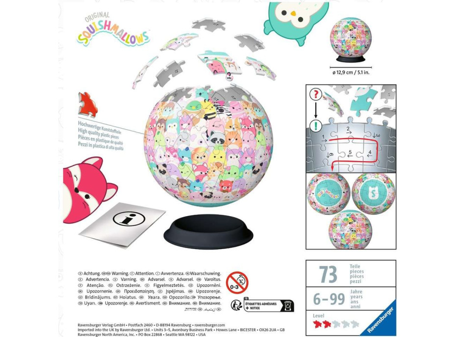 RAVENSBURGER 3D Puzzleball Squishmallows 72 dílků