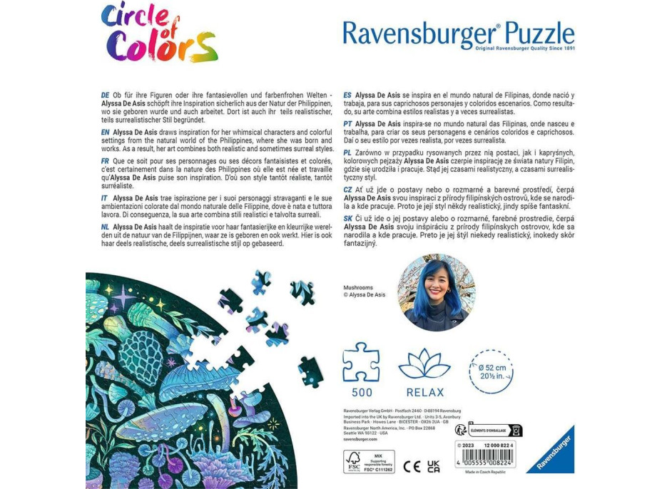 RAVENSBURGER Kulaté puzzle Kruh barev: Houby 500 dílků