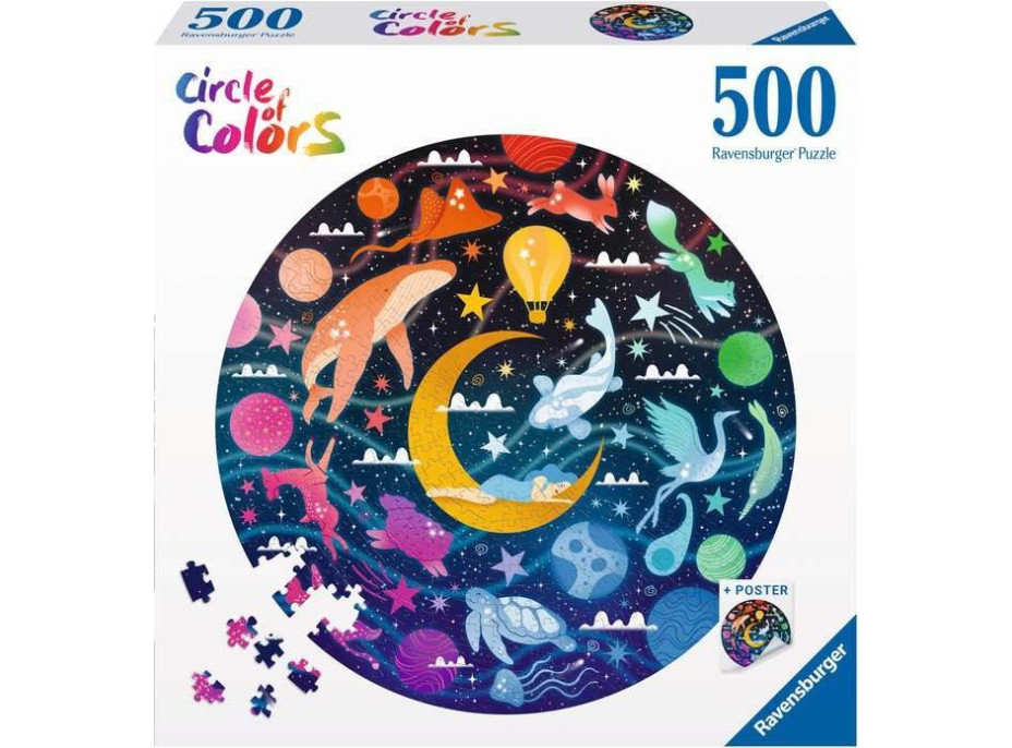 RAVENSBURGER Kulaté puzzle Kruh barev: Sny 500 dílků