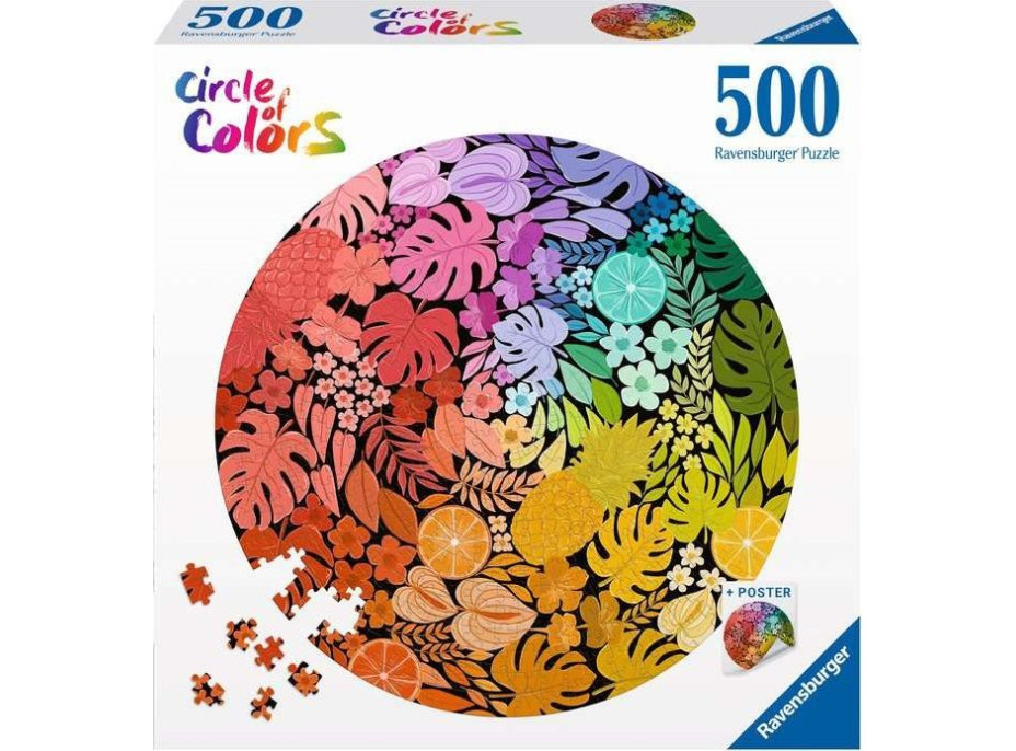 RAVENSBURGER Kulaté puzzle Kruh barev: Tropical 500 dílků