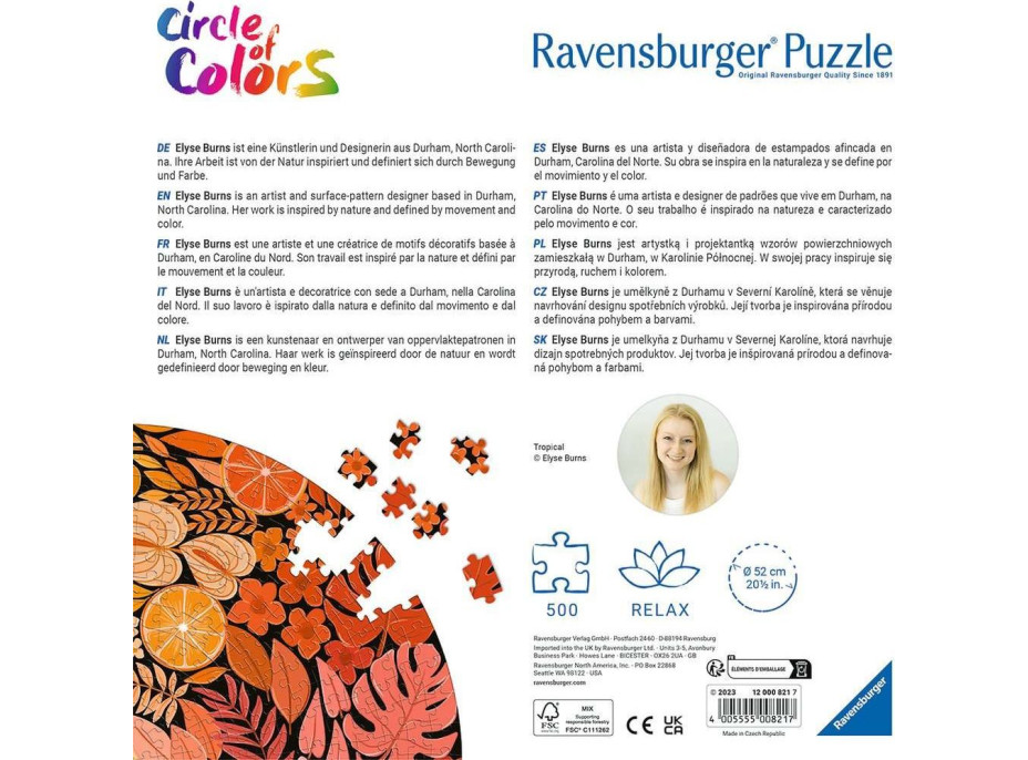 RAVENSBURGER Kulaté puzzle Kruh barev: Tropical 500 dílků