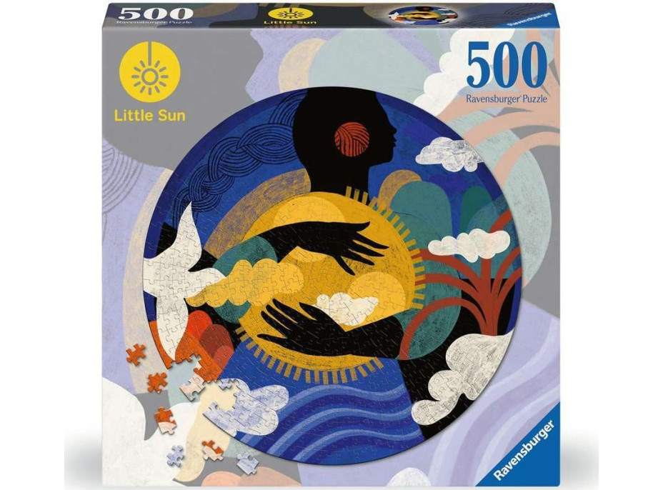 RAVENSBURGER Kulaté puzzle Little Sun: Správný pocit 500 dílků