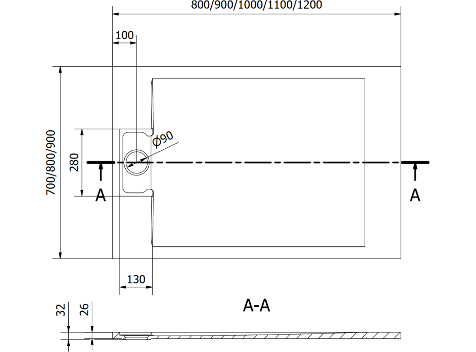 Sprchová SMC vanička MEXEN OTTO 70x90 cm - bílá, 4N107090